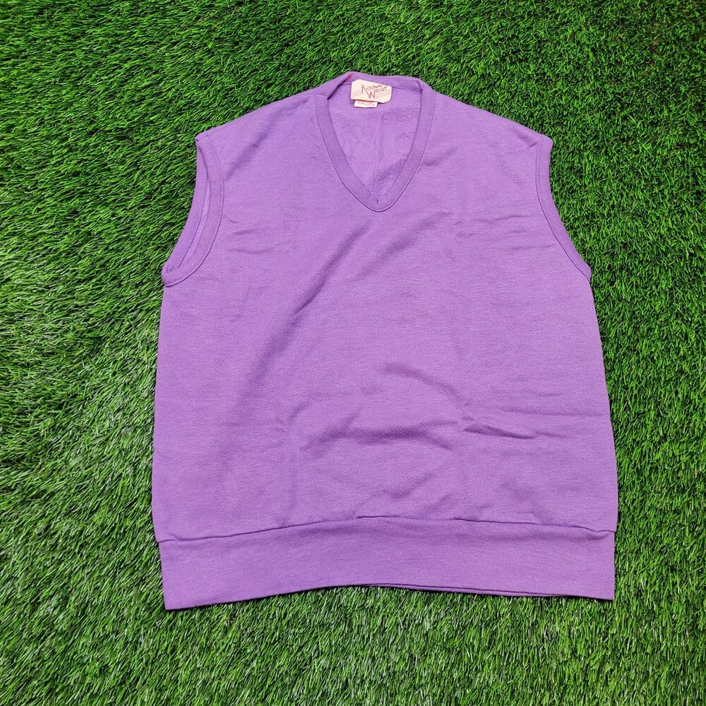 VTG 70s Action Wear Cropped Sweatshirt Vest Womens Large (Fits XL) USA